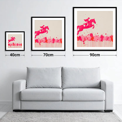 Magenta Flight - size guide showing 40cm, 70cm and 90cm art prints