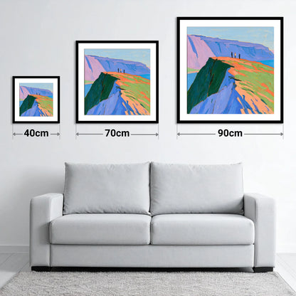 Vivid Coastal Vantage - size guide showing 40cm, 70cm and 90cm art prints