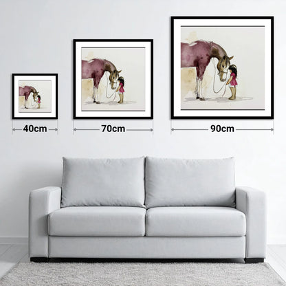 A Quiet Understanding - size guide showing 40cm, 70cm and 90cm art prints