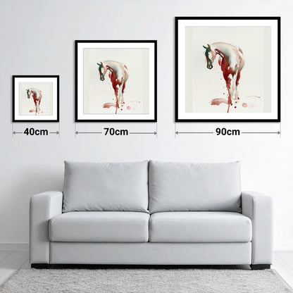 Crimson Wash Silhouette - size guide showing 40cm, 70cm and 90cm art prints