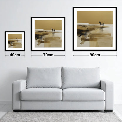 Solitary Horizon - size guide showing 40cm, 70cm and 90cm art prints