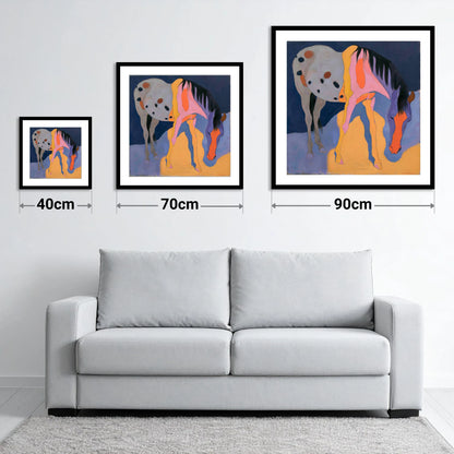 Vibrant Grazing Appaloosa Horse - size guide showing 40cm, 70cm and 90cm art prints