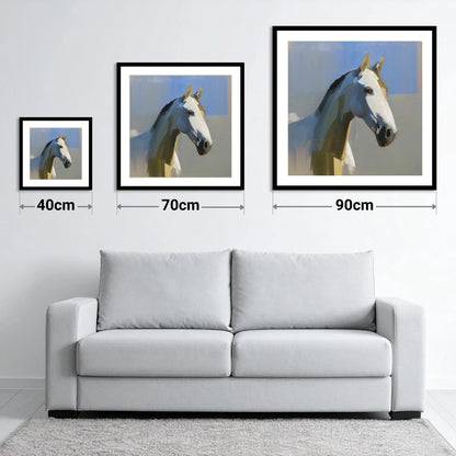 Sunlit Slate Grey - size guide showing 40cm, 70cm and 90cm art prints