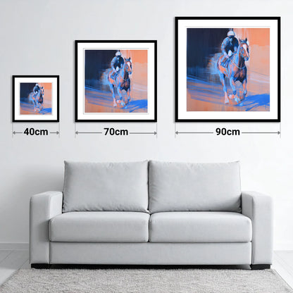 Shadows on the Track - size guide showing 40cm, 70cm and 90cm art prints