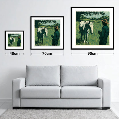 Morning Field Companion - size guide showing 40cm, 70cm and 90cm art prints