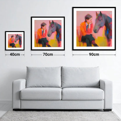 Vivid Connection - size guide showing 40cm, 70cm and 90cm art prints