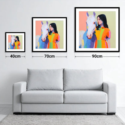 Vibrant Harmony - size guide showing 40cm, 70cm and 90cm art prints