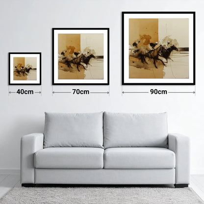 Dust and Glory - size guide showing 40cm, 70cm and 90cm art prints