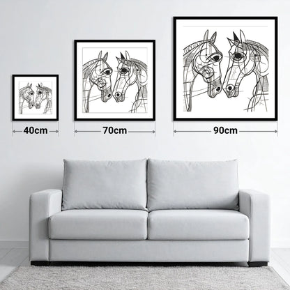 Structural Equine Bond - size guide showing 40cm, 70cm and 90cm art prints