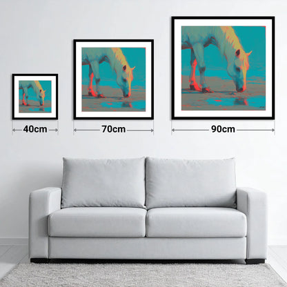 Electric Tide - size guide showing 40cm, 70cm and 90cm art prints