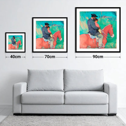 The Shared Ride - size guide showing 40cm, 70cm and 90cm art prints
