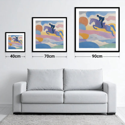 Pastel Flight - size guide showing 40cm, 70cm and 90cm art prints