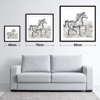 Coastline Contours - size guide showing 40cm, 70cm and 90cm art prints