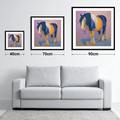 Vibrant Indigo Cob - size guide showing 40cm, 70cm and 90cm art prints