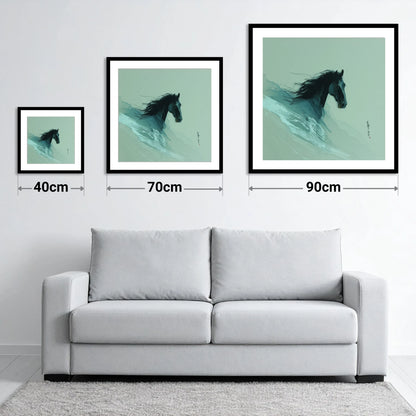 Charcoal Tempest - size guide showing 40cm, 70cm and 90cm art prints