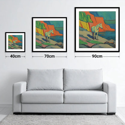 Vibrant Coastal Grey - size guide showing 40cm, 70cm and 90cm art prints