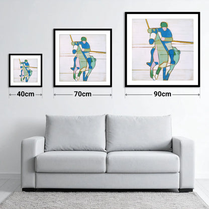 Azure Polo Rhythms - size guide showing 40cm, 70cm and 90cm art prints