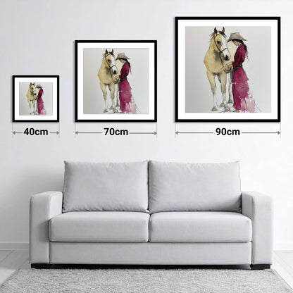 A Quiet Understanding - size guide showing 40cm, 70cm and 90cm art prints