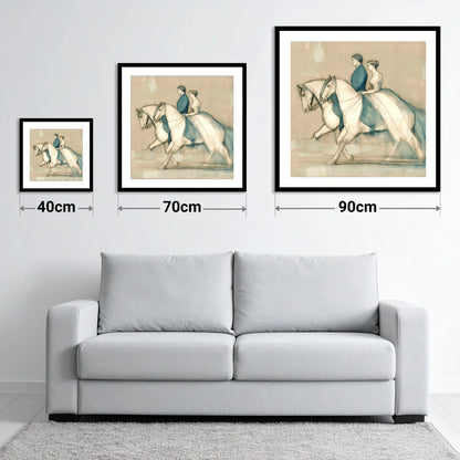 Quiet Companionship - size guide showing 40cm, 70cm and 90cm art prints