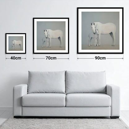 Quiet Devotion - size guide showing 40cm, 70cm and 90cm art prints