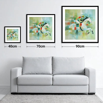 Modern Turf Mosaic - size guide showing 40cm, 70cm and 90cm art prints