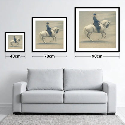 Classical Dressage Harmony - size guide showing 40cm, 70cm and 90cm art prints