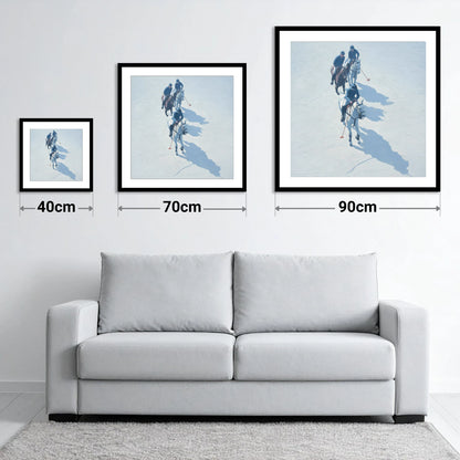 The Long Shadow Chukka - size guide showing 40cm, 70cm and 90cm art prints