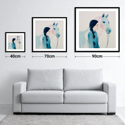 Ethereal Bond - size guide showing 40cm, 70cm and 90cm art prints