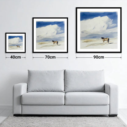 Beneath the Gathering Sky - size guide showing 40cm, 70cm and 90cm art prints