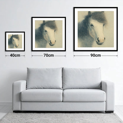 Midnight Slate Portrait - size guide showing 40cm, 70cm and 90cm art prints