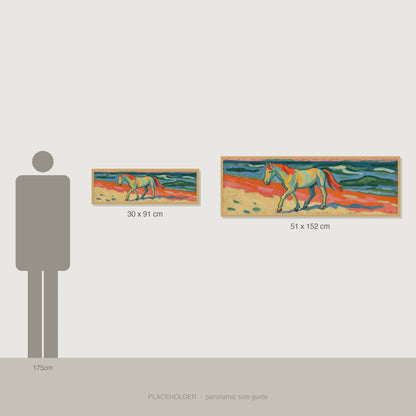 The Painted Shore - panoramic size guide showing 30x91cm and 51x152cm