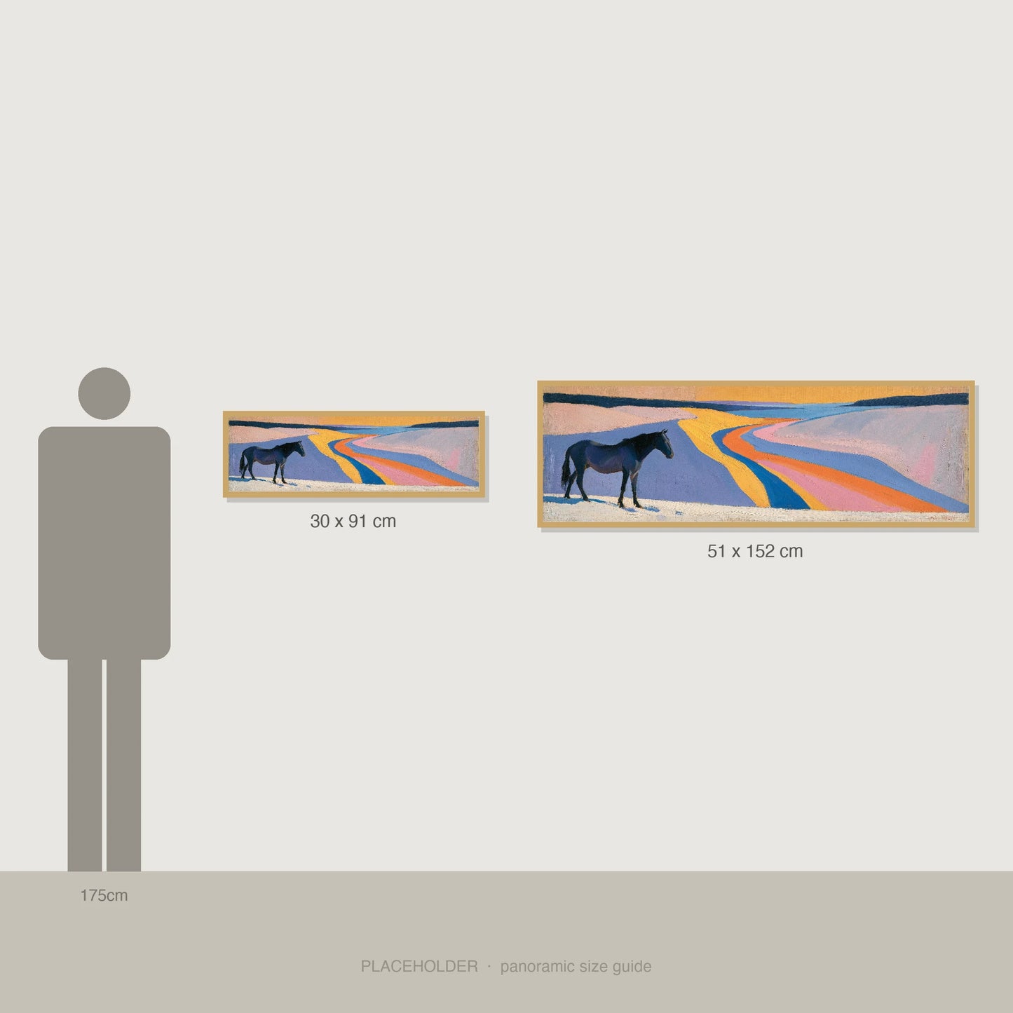 The Painted Valley - panoramic size guide showing 30x91cm and 51x152cm
