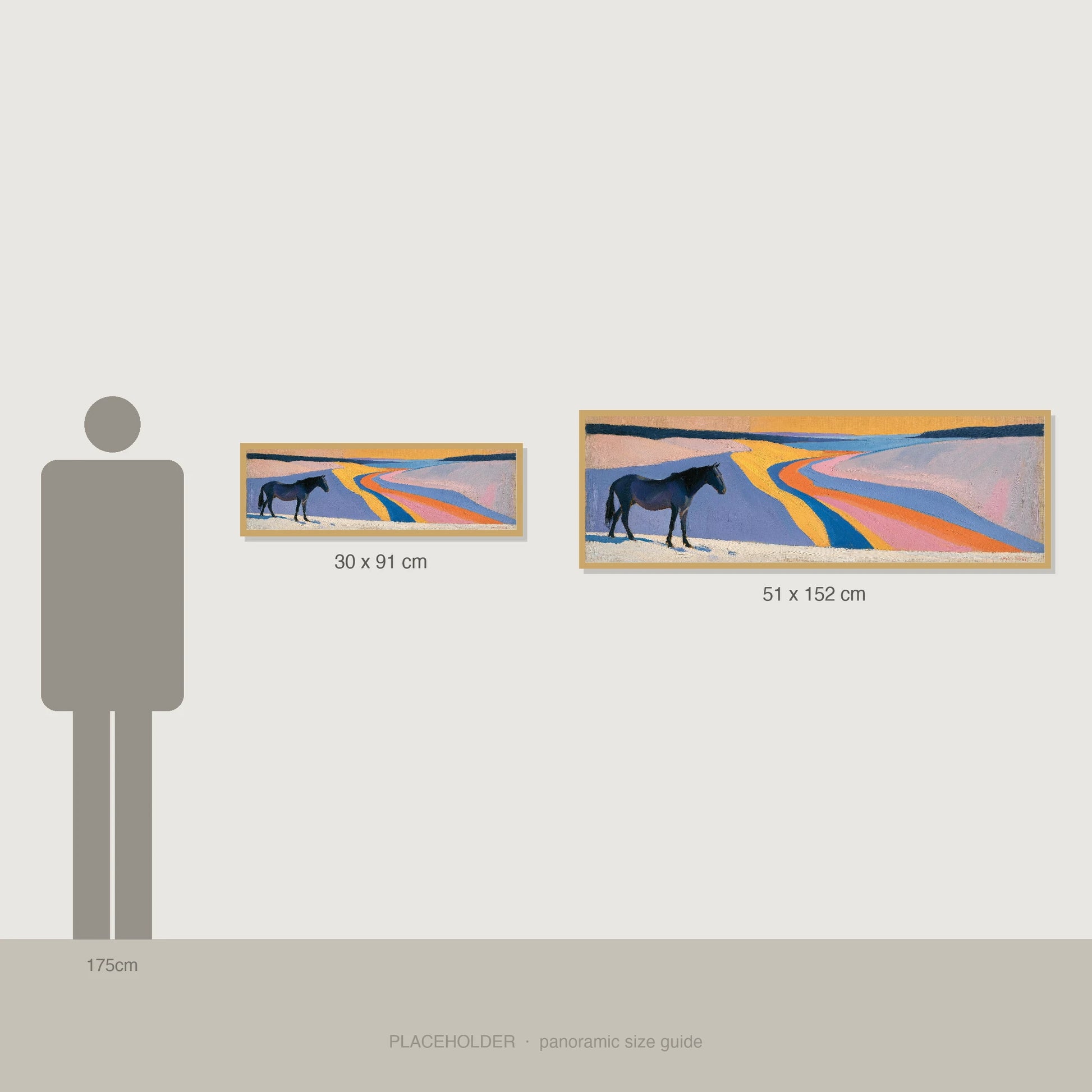 The Painted Valley - panoramic size guide showing 30x91cm and 51x152cm