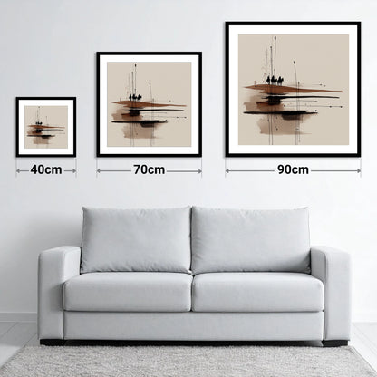 Distant Horizon Riders - size guide showing 40cm, 70cm and 90cm art prints