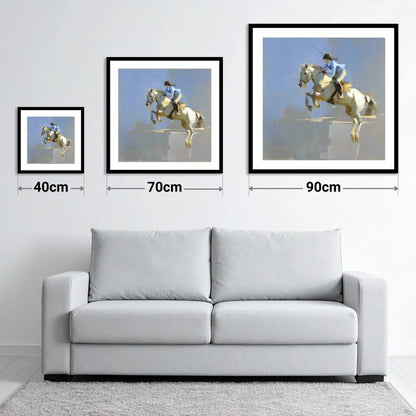 Soaring in Slate - size guide showing 40cm, 70cm and 90cm art prints