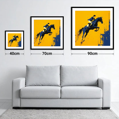 Airborne Over Gold - size guide showing 40cm, 70cm and 90cm art prints