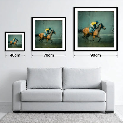 Out of the Shadows - size guide showing 40cm, 70cm and 90cm art prints