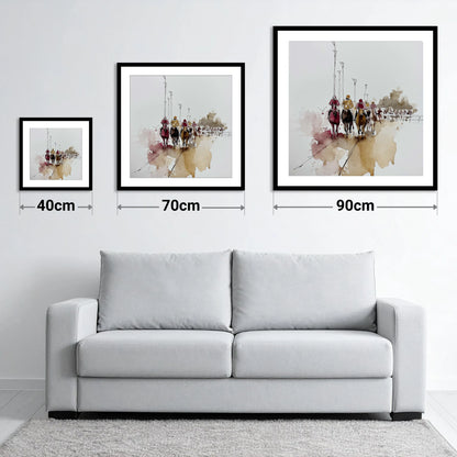 The Final Furlong - size guide showing 40cm, 70cm and 90cm art prints