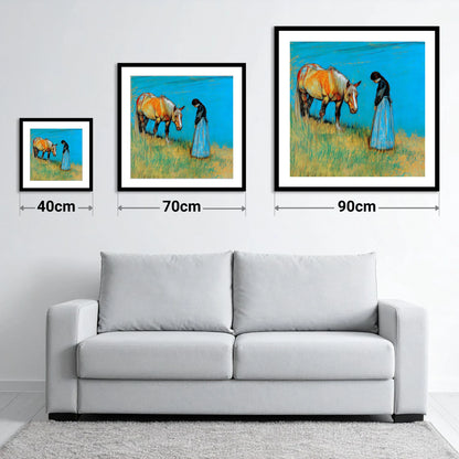 Cerulean Bond - size guide showing 40cm, 70cm and 90cm art prints