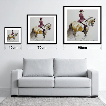 Classical Dressage Poise - size guide showing 40cm, 70cm and 90cm art prints