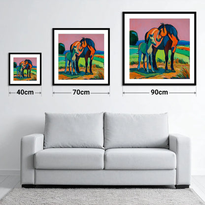Vivid Bonds - size guide showing 40cm, 70cm and 90cm art prints