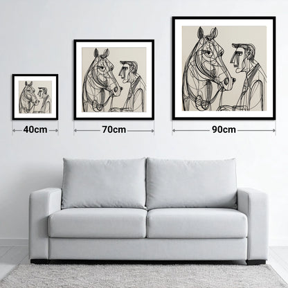 Modern Connection - size guide showing 40cm, 70cm and 90cm art prints