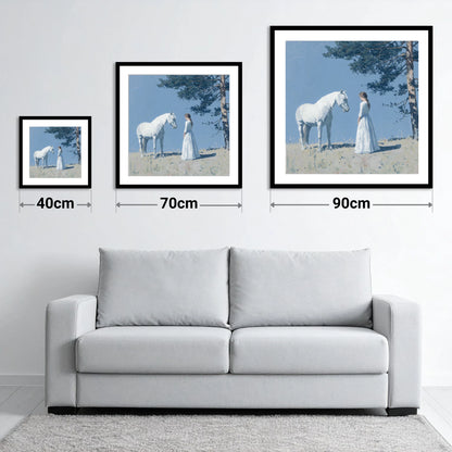 Beneath the Summer Pine - size guide showing 40cm, 70cm and 90cm art prints