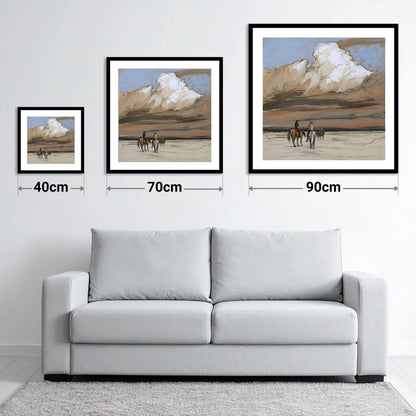 Boundless Skies - size guide showing 40cm, 70cm and 90cm art prints