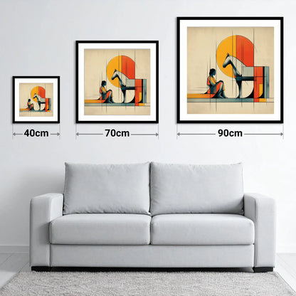 Structured Harmony - size guide showing 40cm, 70cm and 90cm art prints