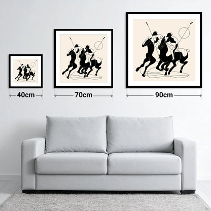 High Goal Dynamics - size guide showing 40cm, 70cm and 90cm art prints