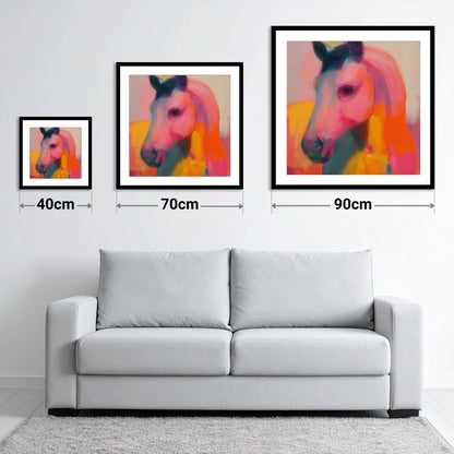Radiant Equine Spirit - size guide showing 40cm, 70cm and 90cm art prints