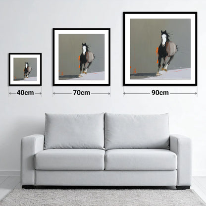 Striking Forward Impulse - size guide showing 40cm, 70cm and 90cm art prints