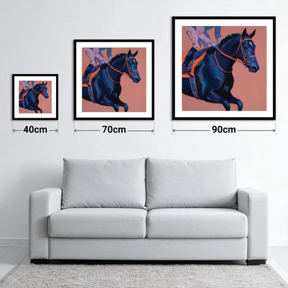 Indigo Rush - size guide showing 40cm, 70cm and 90cm art prints
