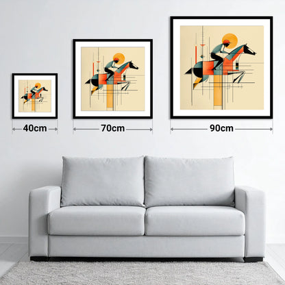 Precision at Pace - size guide showing 40cm, 70cm and 90cm art prints